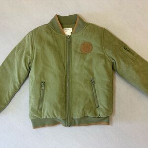 Kids Olive Green Bomber Jacket